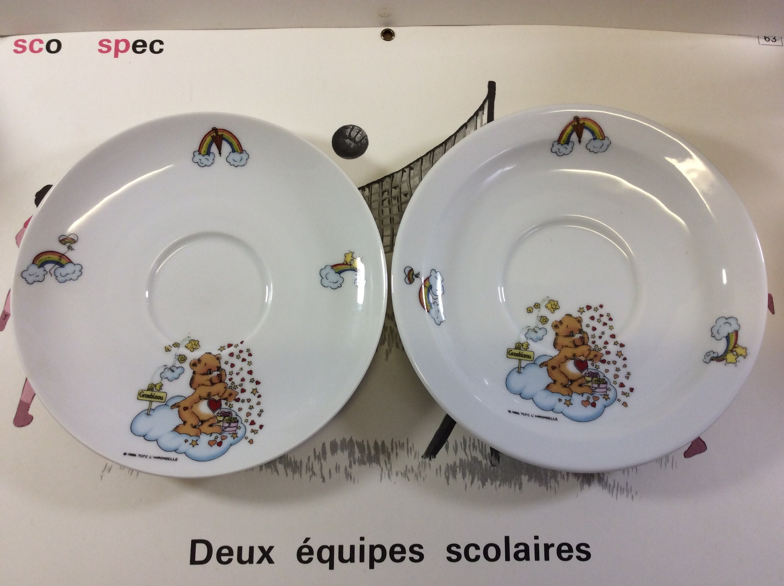 PLATE NEW CARE BEARS  DINNERWARE BOWL AND CUP  MELAMINE 