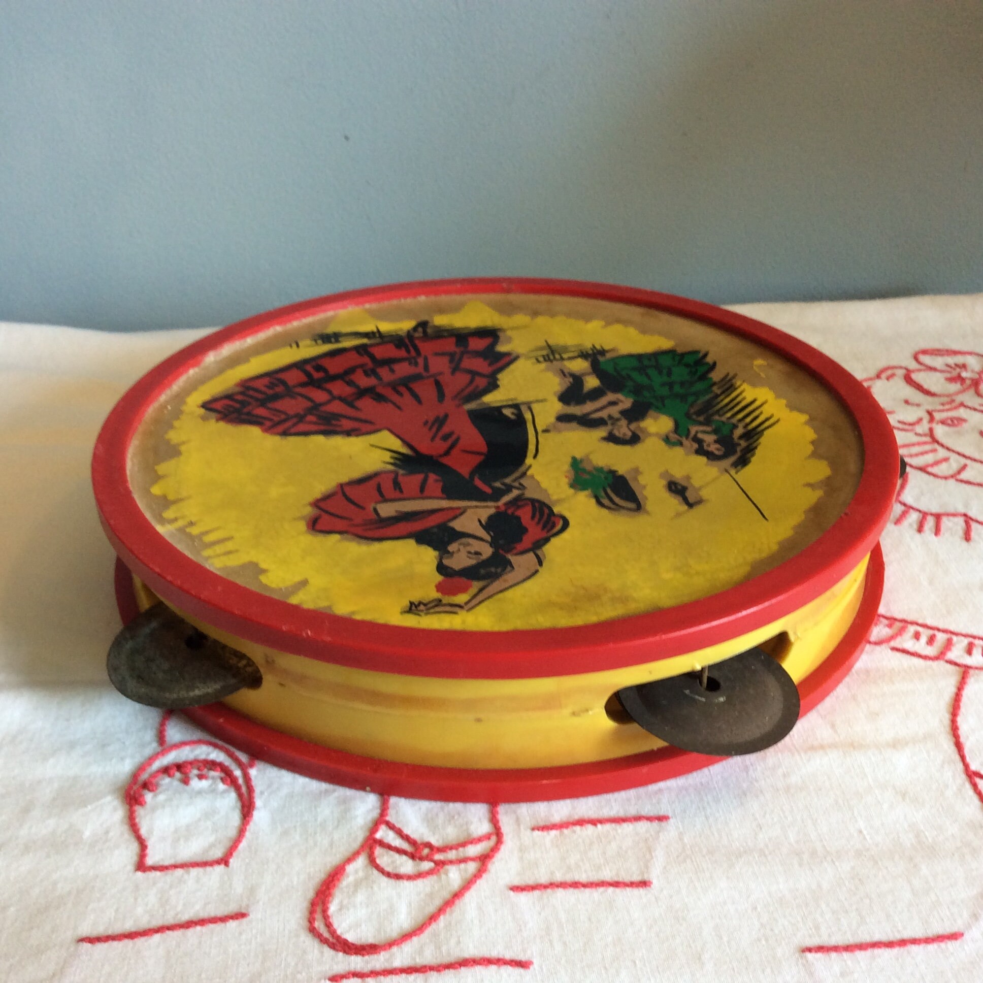 Tambourine Español Vintage Tambourine Retro Flamenco Dancers Etsy