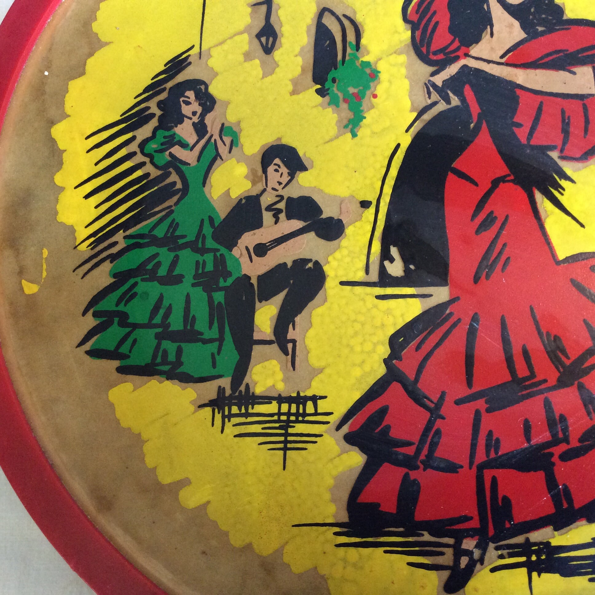 Tambourine Español Vintage Tambourine Retro Flamenco Dancers Etsy