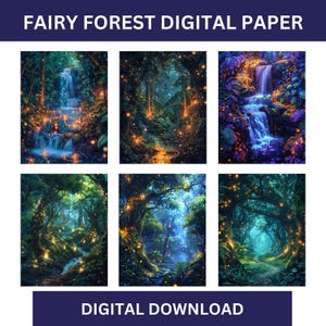Papier numérique Fairy Forest, pages de journal indésirable Fantasy Forest, éphémères féeriques, imprimable