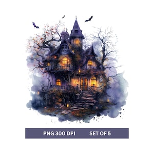 Halloween PNG, Halloween Haunted House PNG, Witch House PNG, Halloween Aesthetics, Spooky House, Halloween Printables