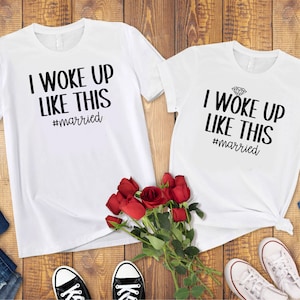 Braut und Bräutigam Flitterwochen Shirts SVG, ich bin so aufgewacht, Just Married SVG, His Hers SVG