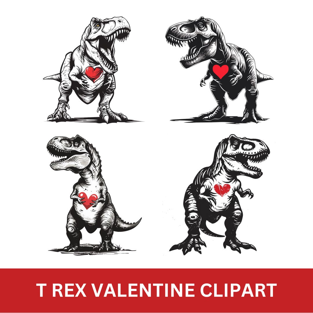 T Rex Valentine Clipart, Dinosaur Valentine PNG, T Rex Anniversary PNG