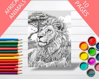 Grayscale Coloring Pages, African Animals Coloring Pages, Coloring Pages For Kids And Adults