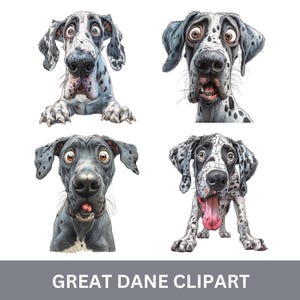 Deutsche Dogge Clipart Bundle, lustiger Hund PNG Bundle, POD Print On Demand Sublimationsdesigns