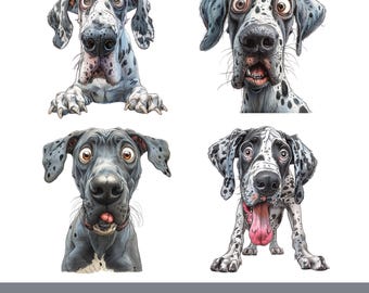 Great Dane Clipart Bundle, Funny Dog PNG Bundle, POD Print On Demand Sublimation Designs