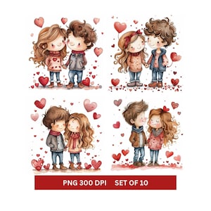 Pareja de San Valentín PNG, Pareja enamorada Clipart, Aniversario PNG, Comprometidos Clipart, Descarga digital