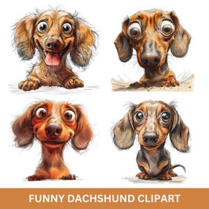 Clipart PNG de perro salchicha divertido: paquete de manualidades y decoración para fiestas de perros único para regalos de bricolaje: ideal para amantes de los perros salchichas