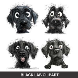 Pacote de clipart engraçado de labrador preto, presentes para labrador retriever, clipart de labrador retriever, POD, impressão sob demanda, designs de sublimação