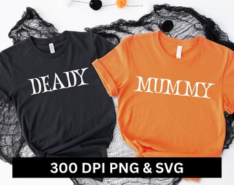 ミイラとデッドリーのハロウィンSVG：ママとパパ向け（デジタルダウンロード）