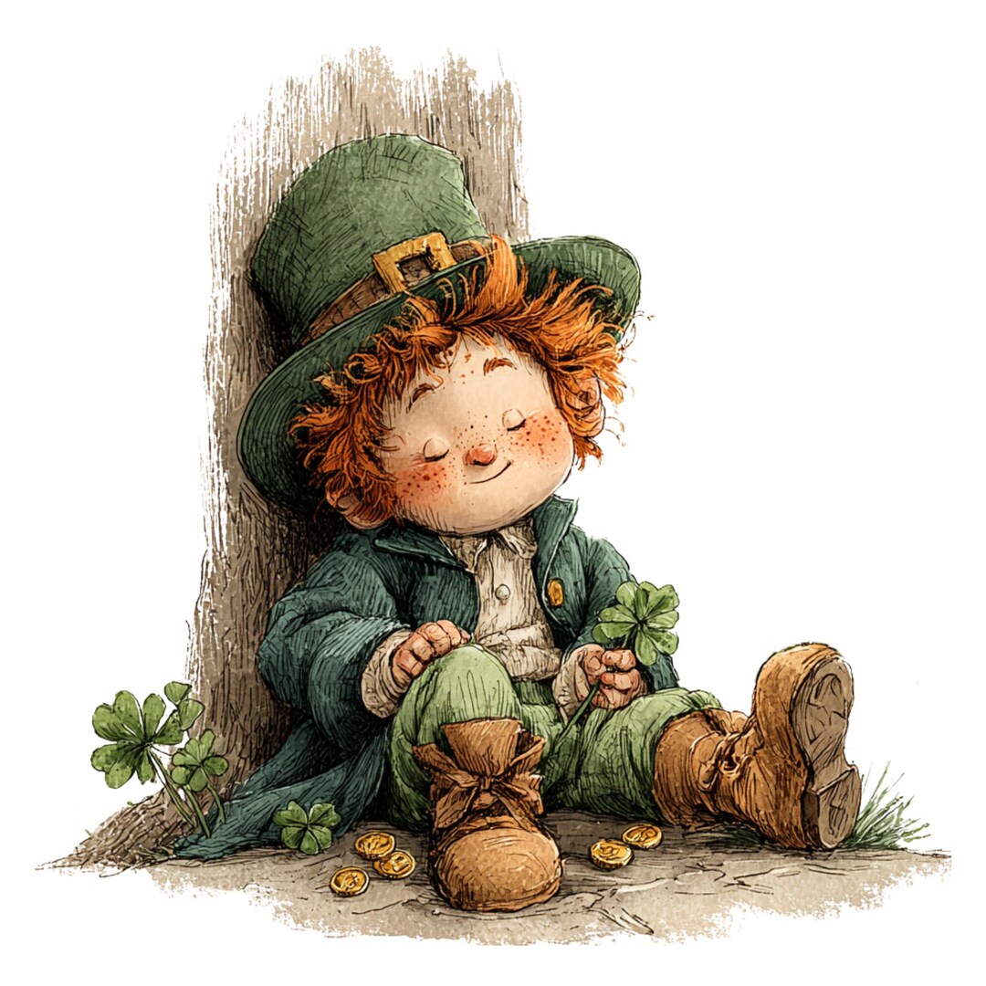 Whimsy Patrick Whimsical Leprechaun Clipart: St. Patrick's Day PNG (digital Download ...