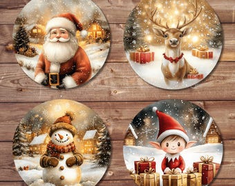 Diseños PNG redondos navideños: posavasos, etiquetas navideñas, adornos y más (sublimación, impresión bajo demanda)
