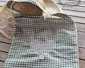 Handmade resealable Shopping Bag with hand embroidery broderie Suisse