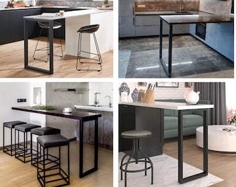 Steel Bar Table Base for Kitchen, U Shape Tall Modern Table Legs, Price for One Leg (1)