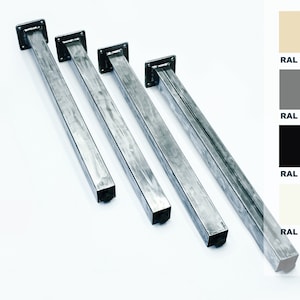 Metal table legs Straight, Square Tube, Mounting Flange, Bare Metal, Table, Furniture, Hairpin Legs, PRICE for ONE LEG