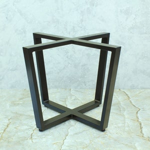 Coffee table base for glass and wood top, Iron legs for coffee table, round and metal coffee table base, trapezoid end table legs
