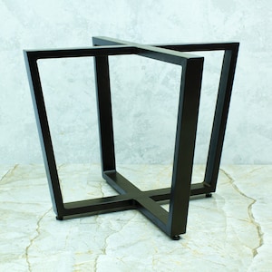 Coffee table base for round glass and wood table top, steel table base x shape, metal table base for living room and bedroom