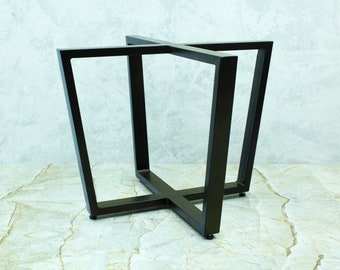 Coffee table base for round glass and wood table top, steel table base x shape, metal table base for living room and bedroom