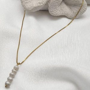 Ketting Venetiaanse ketting 925 Sterling zilver verguld met echte zoetwaterparel hanger