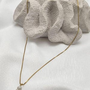 Necklace Venetian chain 925 Sterling silver gold-plated with real freshwater pearl pendant