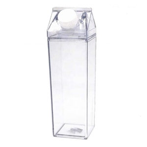アクリルミルクカートンウォーターボトル| 500ml | ミルクカートンウォーターボトル | 16オンスプラスチックミルクカートン