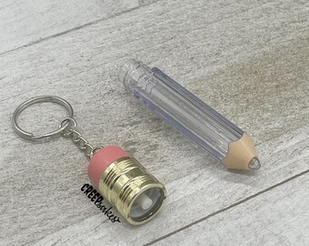 Lot de 10 porte-clés crayons tonneau vide | Ebauches d'artisanat | Porte-clés tonneau vide | Crayon baril vide | Porte-clés enseignant