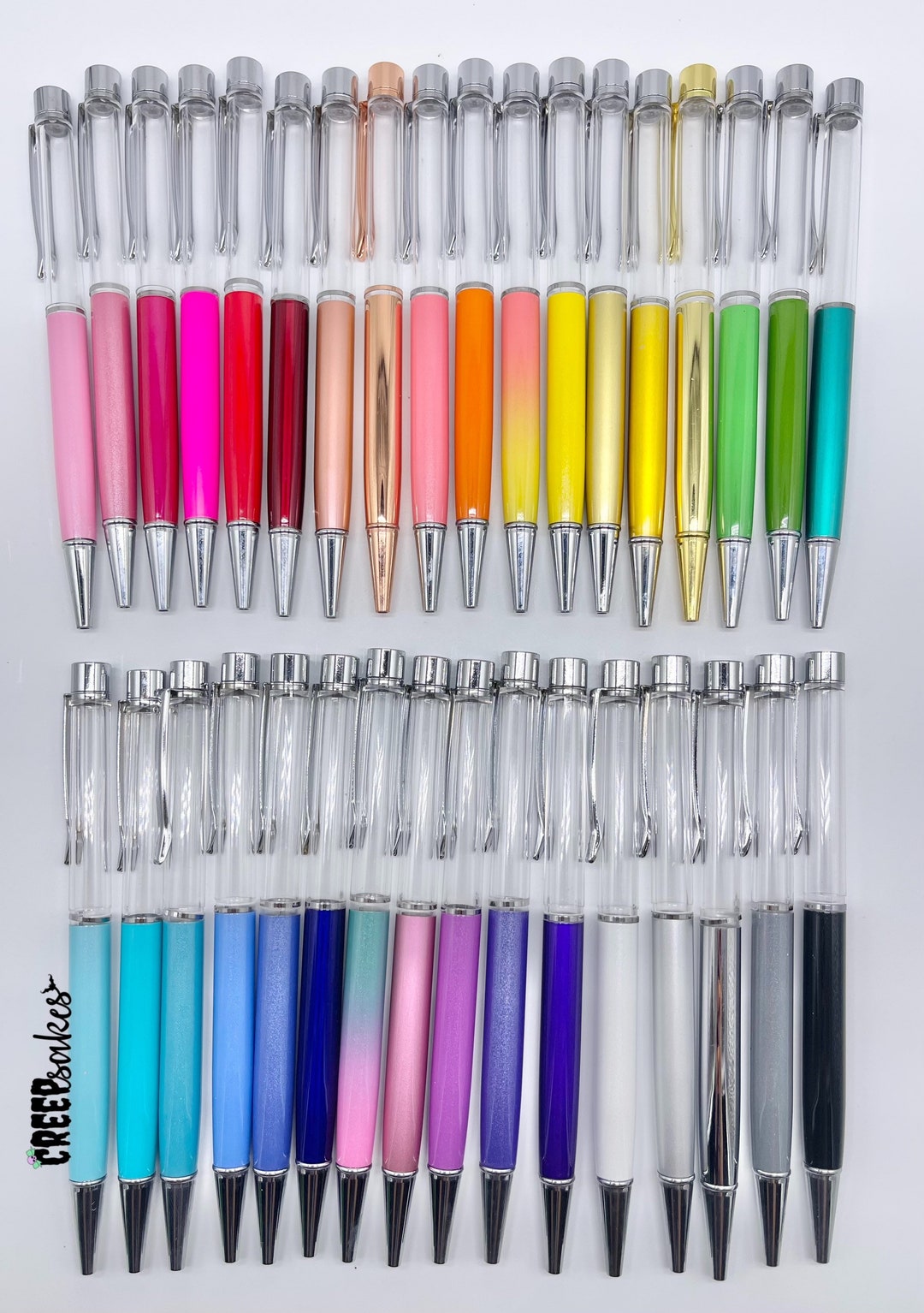 Empty Barrel Skinny Pen Bundle Pack of 34 DIY Glitter Pens Etsy
