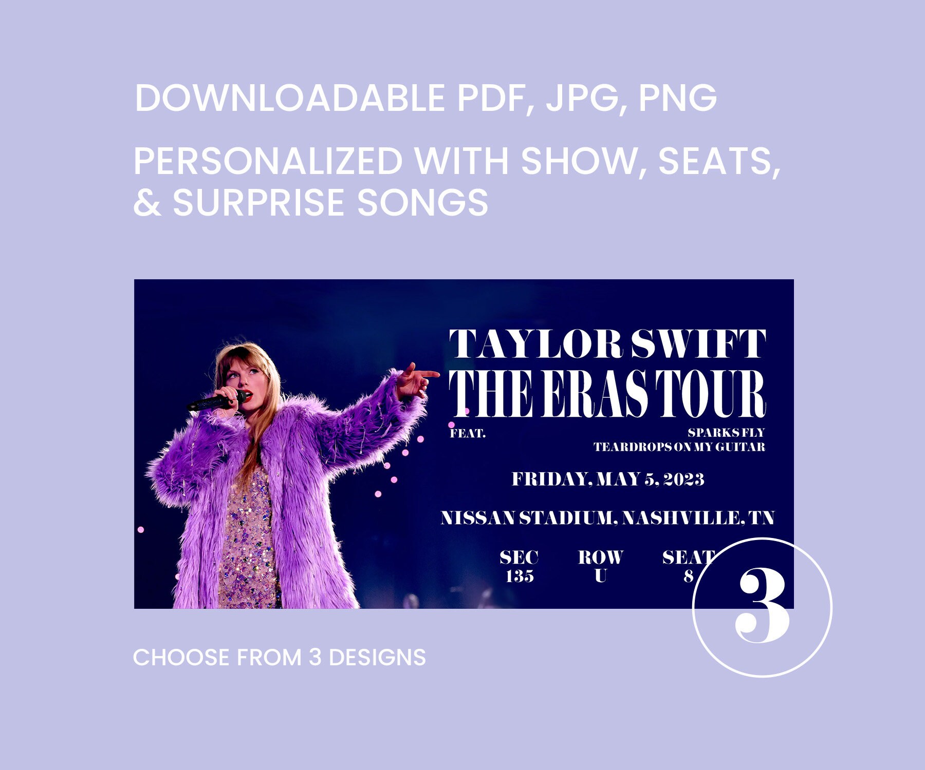 Taylor Swift the Eras Tour Ticket Keepsake Personalized to Specific