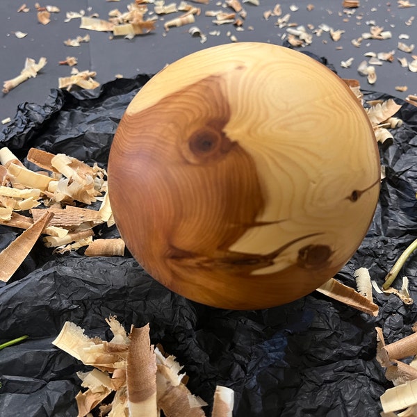 Unique exclusive hand-turned wooden ball made of burl wood decoration for entrance areas and festivities