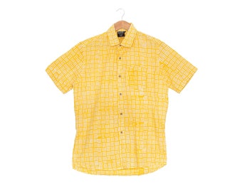 Lemon Lines Cotton Shirt - African Clothing - Yellow Batik Shirt - Summer Shirt