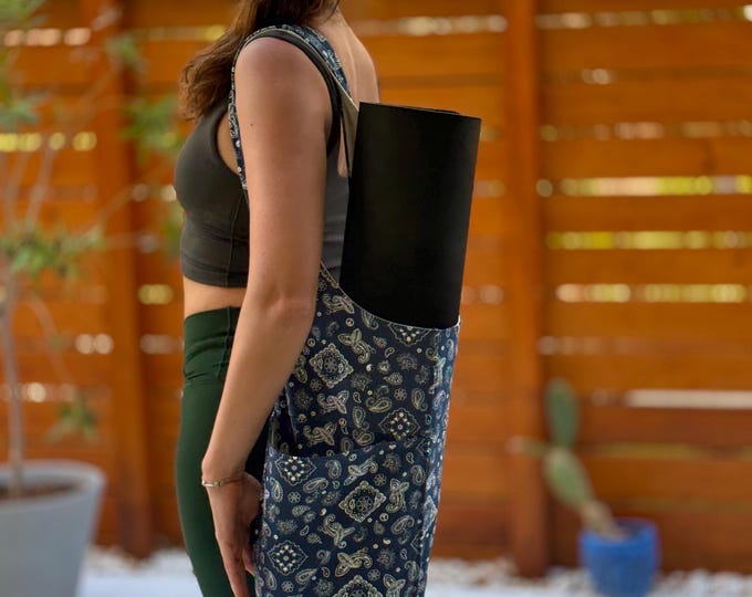 Eco Yoga Mat Bag Natural, Mat Holder, Yoga Bag, With Pocket, Eco Friendly, Pilates Bag, Eco Bag