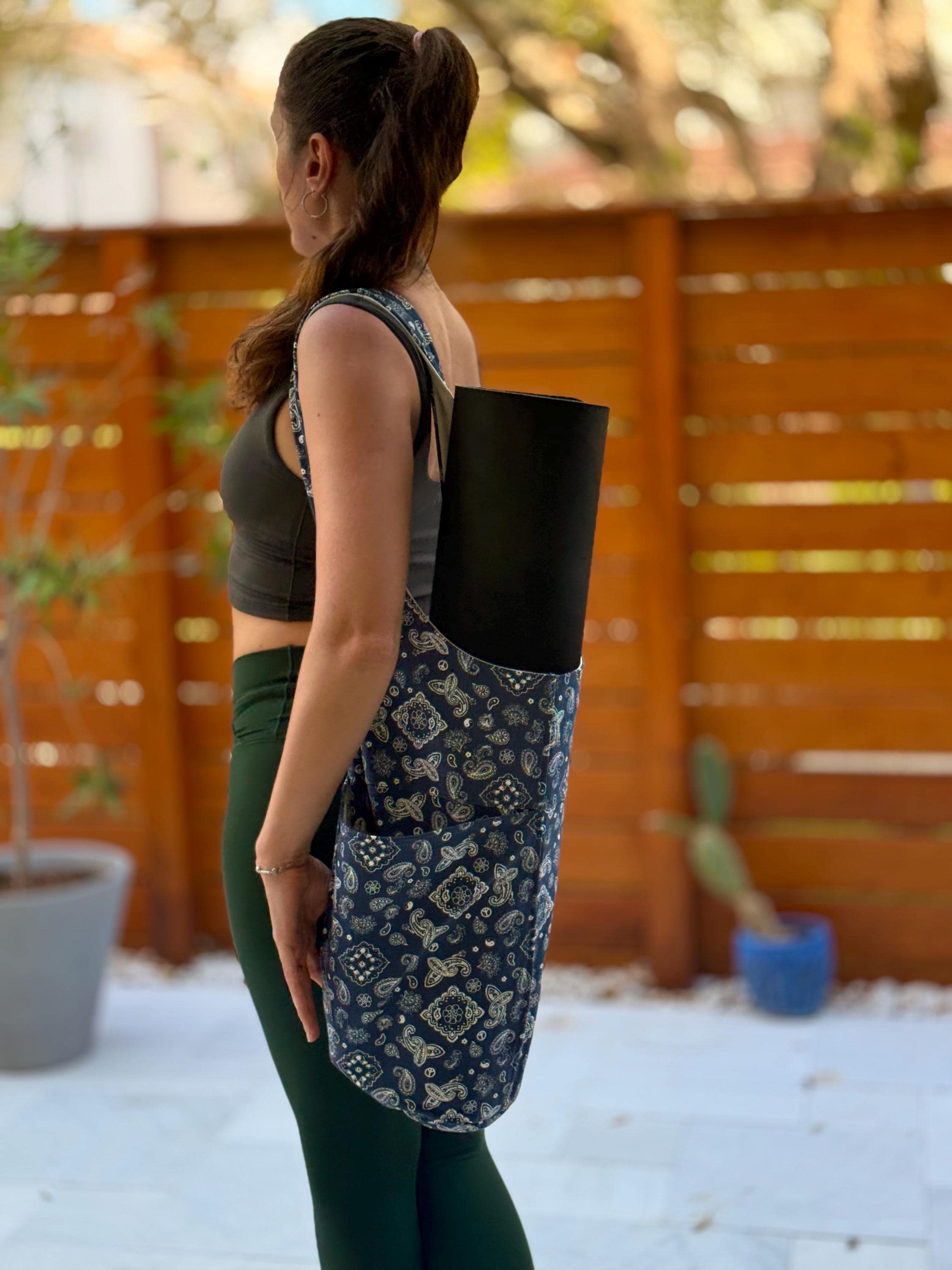 Eco Yoga Mat Bag Natural, Mat Holder, Yoga Bag, With Pocket, Eco Friendly, Pilates Bag, Eco Bag