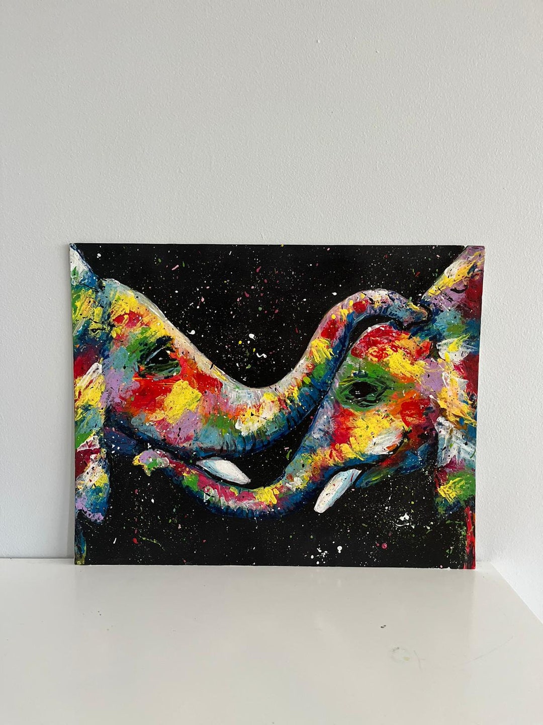 Elephant Couple in Love Picture With Acrylic - Etsy