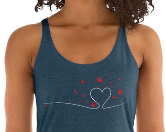 Heart Line Kettlebells Dumbbells CrossFit Fitness Dark Women's Racerback Tank