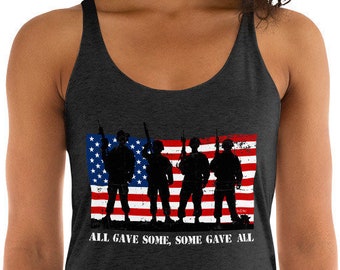 Customizable CrossFit Memorial Day Patriotic Hero Women's Racerback Tank, All Gave Some - Some Gave All