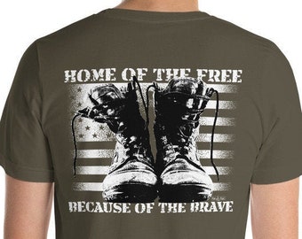 American Heroes CrossFit Memorial Day Home Of The Free Because Of The Brave - Back - Short-Sleeve Unisex T-Shirt