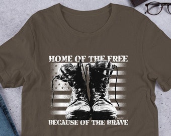 American Heroes CrossFit Memorial Day Home of the Free debido a la valiente camiseta unisex de manga corta