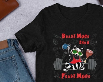 CrossFit Shirt - Beast Mode Shirt - Raccoon CrossFit Shirt - Beast Mode Then Feast Mode - Short-Sleeve Unisex T-Shirt