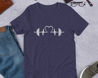 Barbell Heart Love Shirt - Weightlifting Shirt - CrossFit Shirt - Barbell Heart Cardio Love Shirt - Short-Sleeve Unisex T-Shirt