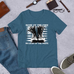 American Heroes CrossFit Memorial Day Home Of The Free grâce au brave t-shirt unisexe à manches courtes Heather Deep Teal