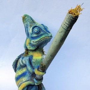 Multi-Coloured Clay Chameleon Sculpture  - Rainbow - Lizard - Unique Gift - Reptile Lover - Ceramic Ornaments