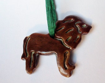 Ceramic Brown Lion Ornament - Decoration - Christmas Decoration - Boho Gift - Hanging Lion - Big Cat - Decoration