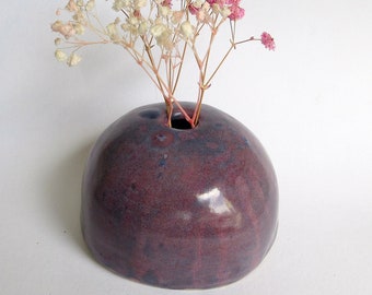 Wonky Purple Blue Speckle Glaze Pot - Hand Built Ceramic Pot/ One Stem Vase - Artisan Pottery - Ceramic Boho Pot - Rustic Pot - Wonky Pots