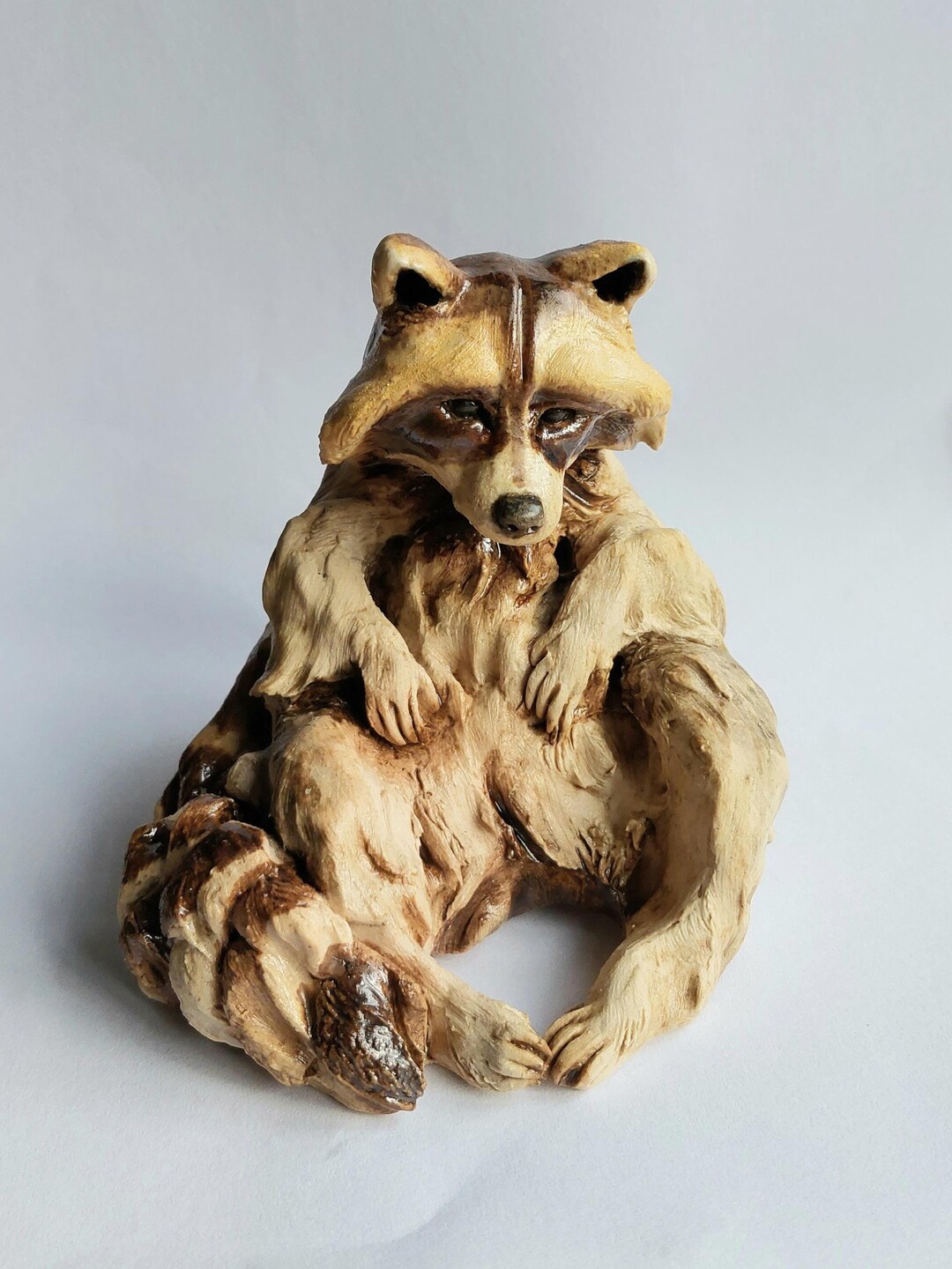 Rustic Raccoon Ceramic Stoneware One of a Kind Raccoon Sculpture Ornament - Home Decor ...