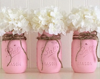 pink mason jars etsy