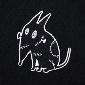Sparky from Disney&#39;s Frankenweenie Stylized Black & White Fully Embroidered Sew-On and Iron-On Patch