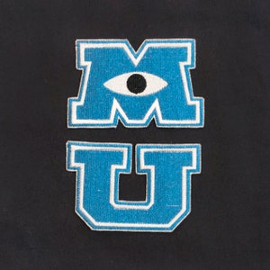 M U Letterman Logo from Disney's Monster's University Fully Embroidered Sew-On & Iron-On Patches, In Two Sizes!