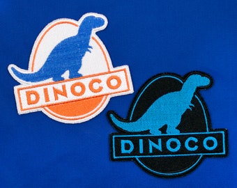 Dinoco Logo from Disney & Pixar's Cars Movie Fully Embroidered Sew-On and Iron-On Patch, In Two Colors!