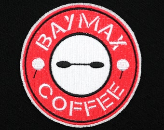 Baymax Coffee Starbucks Logo from Disney's Big Hero 6 Fully Embroidered Sew-On & Iron-On Patch