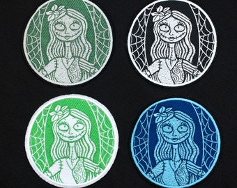 Sally Mock Starbucks Logo from Disney's The Nightmare Before Christmas Fully Embroidered Sew-On & Iron-On Patch, In Four Colorways